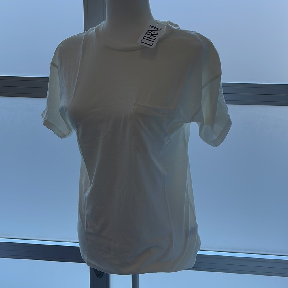 Eterne Ivory Boyfriend Pocket T shirt NWT